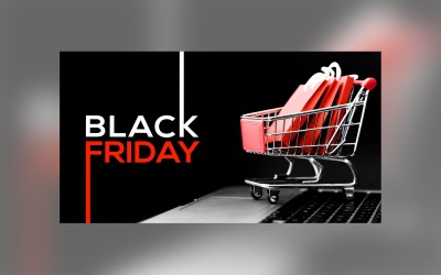 Black Friday Big Sale Banner Hand Bags and Cart with Black color Background Template