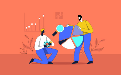 Free Data Analysis Vector Illustration, Office Teamwork Concept