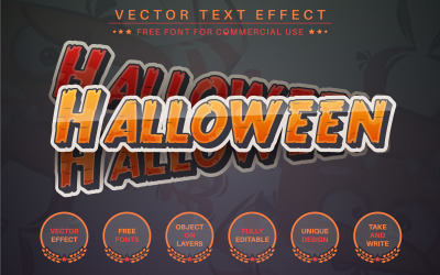 Halloween - bewerkbaar teksteffect, letterstijl, grafische illustratie