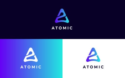 Modello di logo lettera A atomica