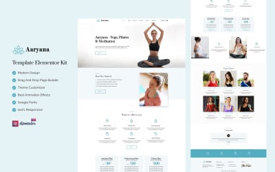 Aaryana Yoga – Egészség és fitnesz használatra kész Elementor készlet
