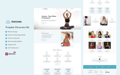 Aaryana Yoga - Kit Elementor prêt à l&amp;#39;emploi pour la santé et la forme physique