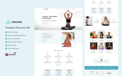 Aaryana Yoga - Здоров&amp;#39;я та фітнес Готовий до використання набір Elementor