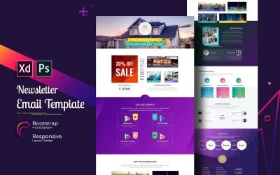 Email Newsletter Template With Adobe XD &amp;amp; Photoshop