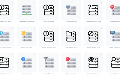 Modèle de jeu d&amp;#39;icônes de serveur de type rack d&amp;#39;ordinateur de serveur de stockage