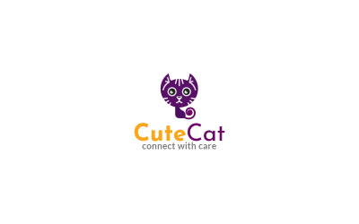 Modelo de logotipo de gatinho fofo