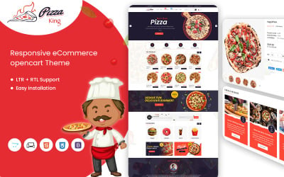 Modelo de OpenCart responsivo para restaurantes on-line Pizzaking