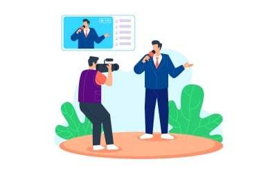Live News Telecast Free Vector Illustration Concept