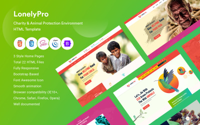 LonelyPro - Kâr Amacı Gütmeyen, Hayır ve Hayvanları Koruma Ortamı HTML Şablonu