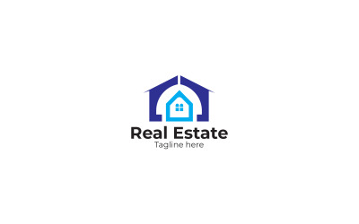 Modello di progettazione blu logo immobiliare