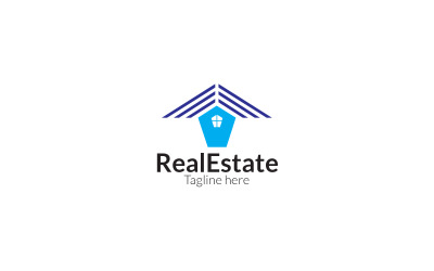 Plantilla de diseño azul claro del logotipo de bienes raíces