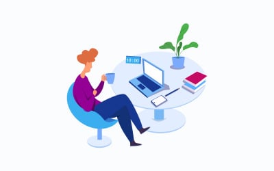 Relaxing In Office Free Illustration Concept Vector