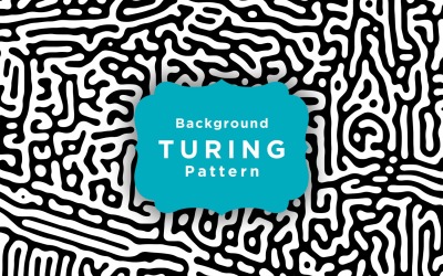 Fekete -fehér organikus lekerekített vonalak Turing minta háttérrel