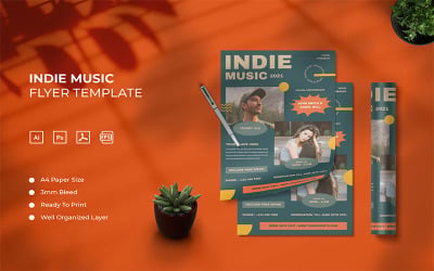 Інді -музика - шаблон листівки