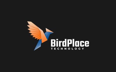 Logotipo colorido degradado de lugar de pájaro