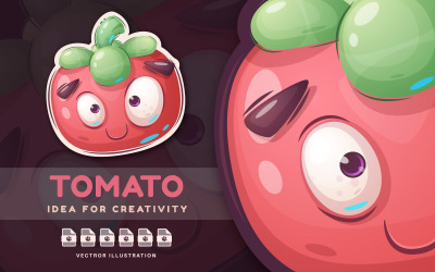 Cartoon Character Fresh Tomato - Sticker, Graphics Illustration