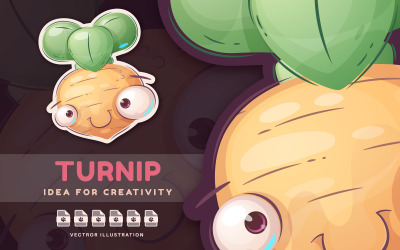 Cartoon Character Turnip - Sticker, Graphics Illustration