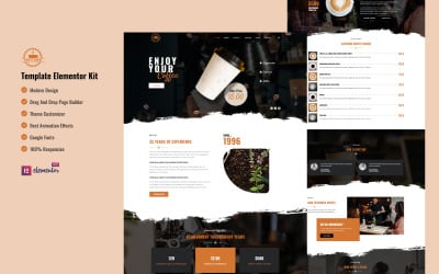 Coffee House - Cafe &amp;amp; Coffee Shop redo att använda Elementor Kit