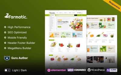 Farmatic - Voedsel en kruidenierswaren Biologische multifunctionele responsieve WooCommerce-winkel