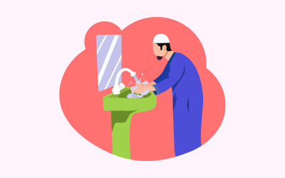 Lavando as mãos para evitar o vetor do conceito de ilustração livre de vírus