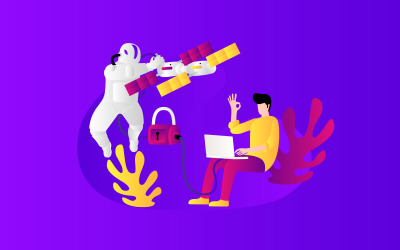 Vector de concepto de ilustración libre de satélite de seguridad de red de instalación