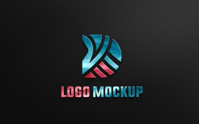 Fotorealistische 3d kleurrijke reflecterende glazen logo mockup
