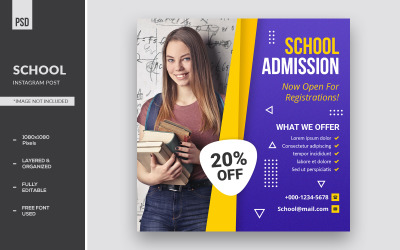 Admission à l'école Publication Instagram et publicités sur les réseaux sociaux