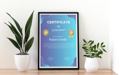 Certificado para realização do funcionário, cor azul