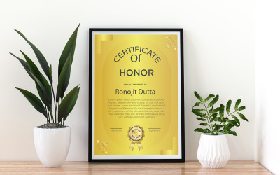 Conception de certificat d'honneur moderne