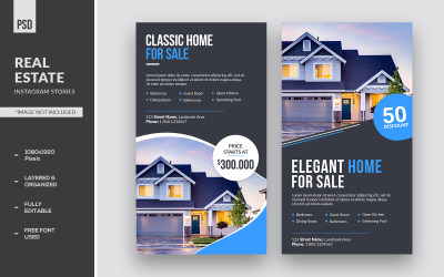 Histoires et bannières publicitaires Instagram classiques de l'immobilier