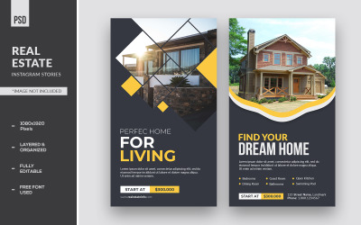 Immobilier Maison Histoires Instagram et bannières publicitaires