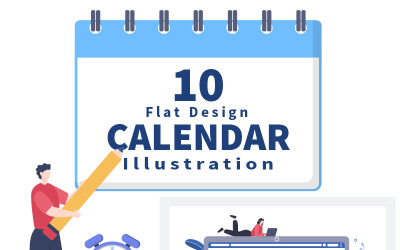 10 kalendarz do planowania pracy lub wydarzeń ilustracji wektorowych