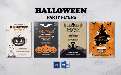 Modèle d'identité d'entreprise pour Halloween Invitation Flyer Bundle