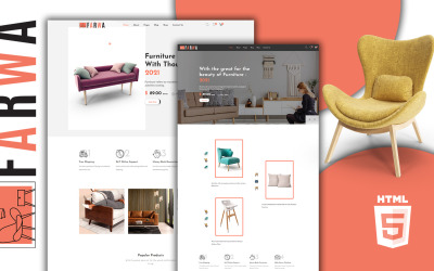 Šablona webových stránek HTML5 pro moderní obchod s nábytkem Farwa