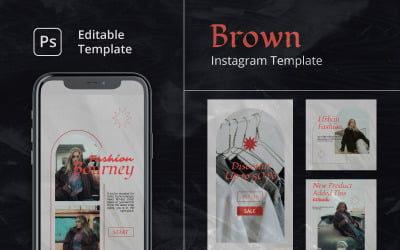 Brown - modelo PSD de mídia social do Instagram