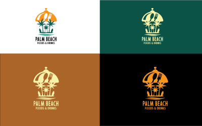 Conception de modèle de logo de nourriture de plage de palmier