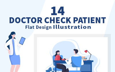 14 Ilustração em vetor médico verificando um paciente de tratamento médico
