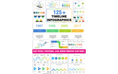Sjablonen voor PowerPoint-presentatie en infographics op tijdlijn