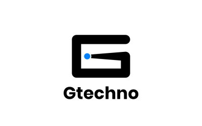 Bokstaven G enkel signal blå logotyp
