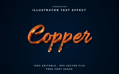Copper Editable 3d Text Effect or Graphic Style with Metallic Gradient