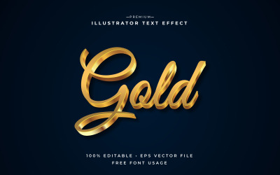 Gold Editable 3d TexE Effect or Graphic Style with Metallic Gradient