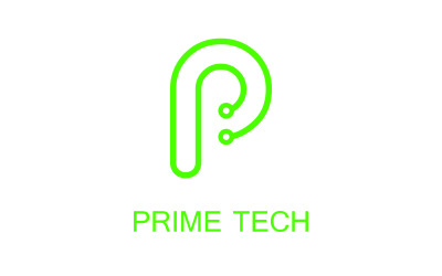 Prime Tech - P Harfi Logo Şablonu