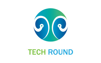 Tech Round - Plantilla de logotipo de letra T