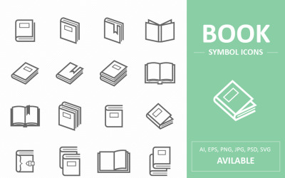 Book and Reading Symbol Line Icons