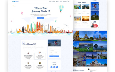 Extravel - Elementos da interface do usuário de uma página da agência de viagens