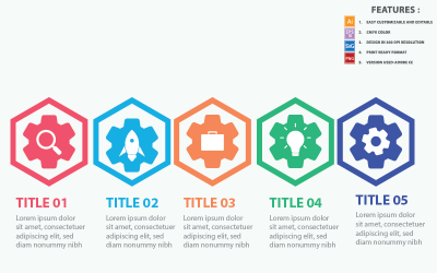 Gear With Hexa Shape Vector Infographic Template