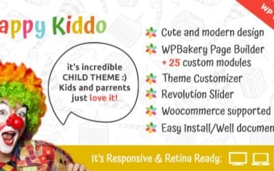 Happy Kiddo - Tema multiuso para crianças WordPress
