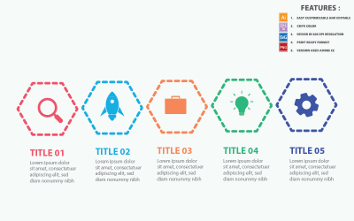 Hexa Dash Vektor Infografik Vorlage