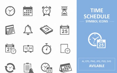 Ícones de símbolo de hora e programação