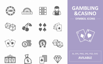 Iconos de símbolos de juegos de azar y casino